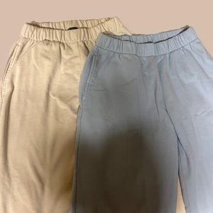 set of two brandy melville sweatpants (blue and beige)